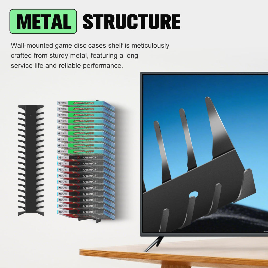4-Pack Wall Mount DVD Holder Metal Video Game Storage Rack P128299