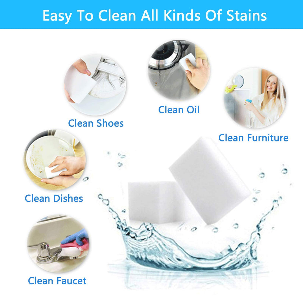 100 Pack Melamine Foam Sponge Eraser White T396