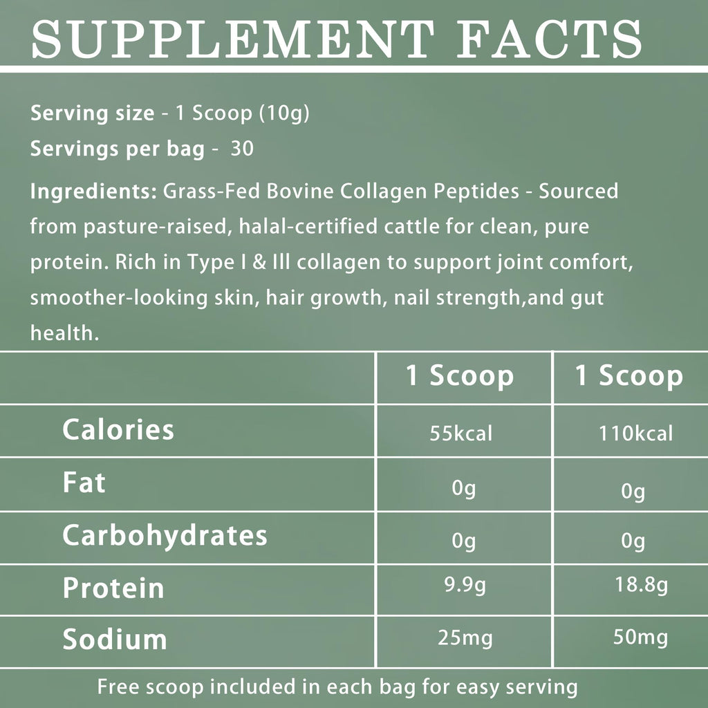 Halal Collagen Protein Powder, Grass Fed Organic Hydrolyzed Peptides, Unflavoured, 30 Servings T79582