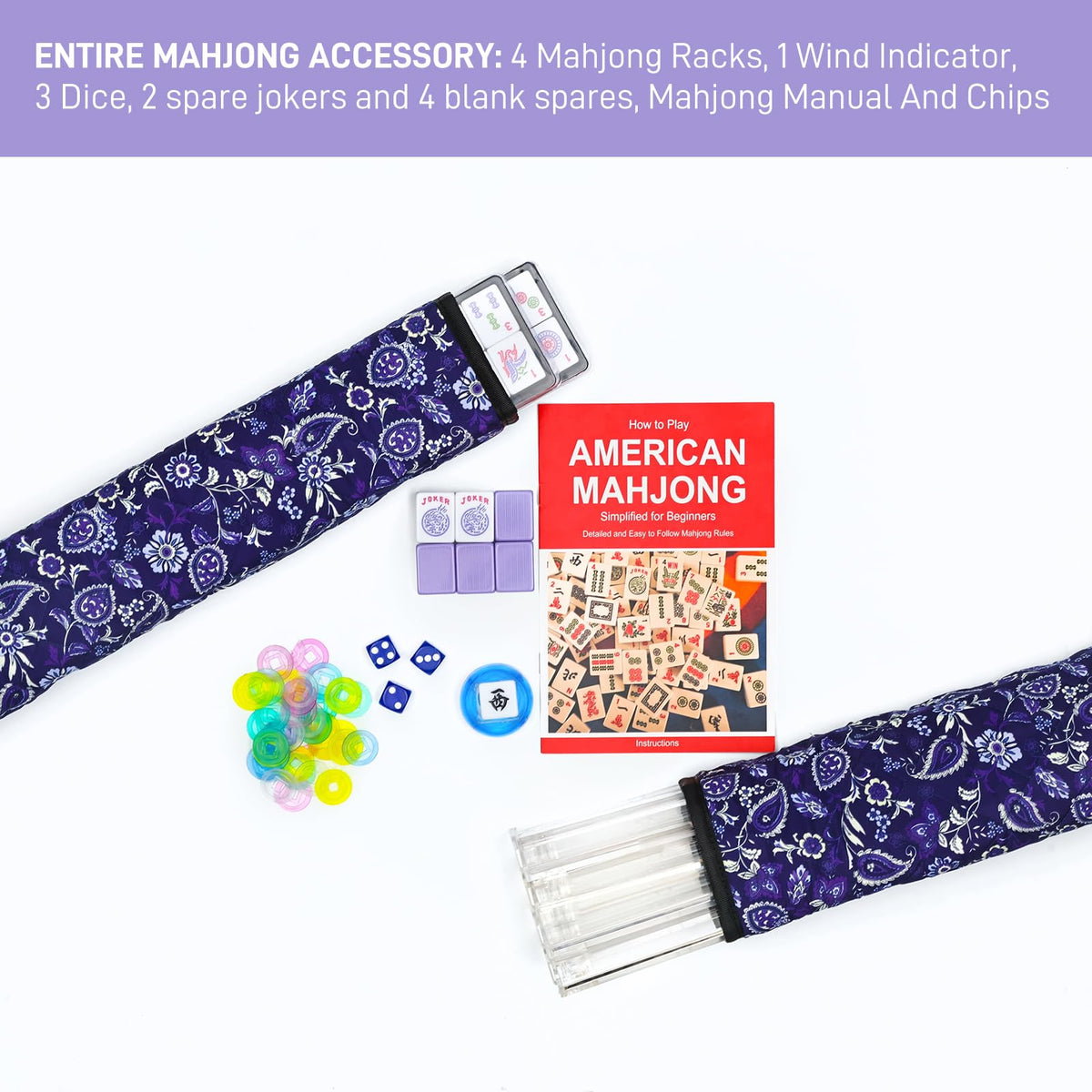 Purple 166 Tile Mahjong Set with Racks and Bag G95005