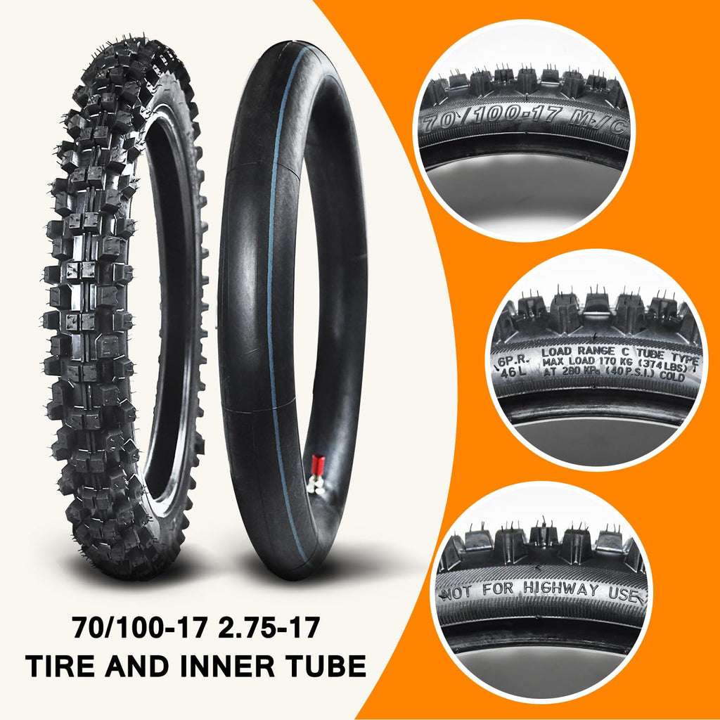 90/100-14 3.00-14 70/100-17 2.75-17 Tire and Inner Tube C491629