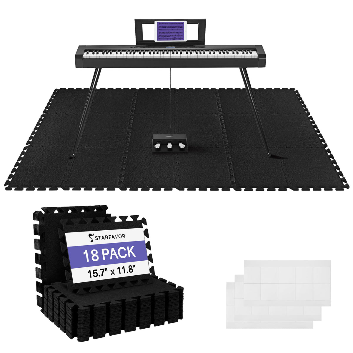 88 Key Full-Weighted Digital Piano and 18 Pcs Interlocking Floor Mats N987
