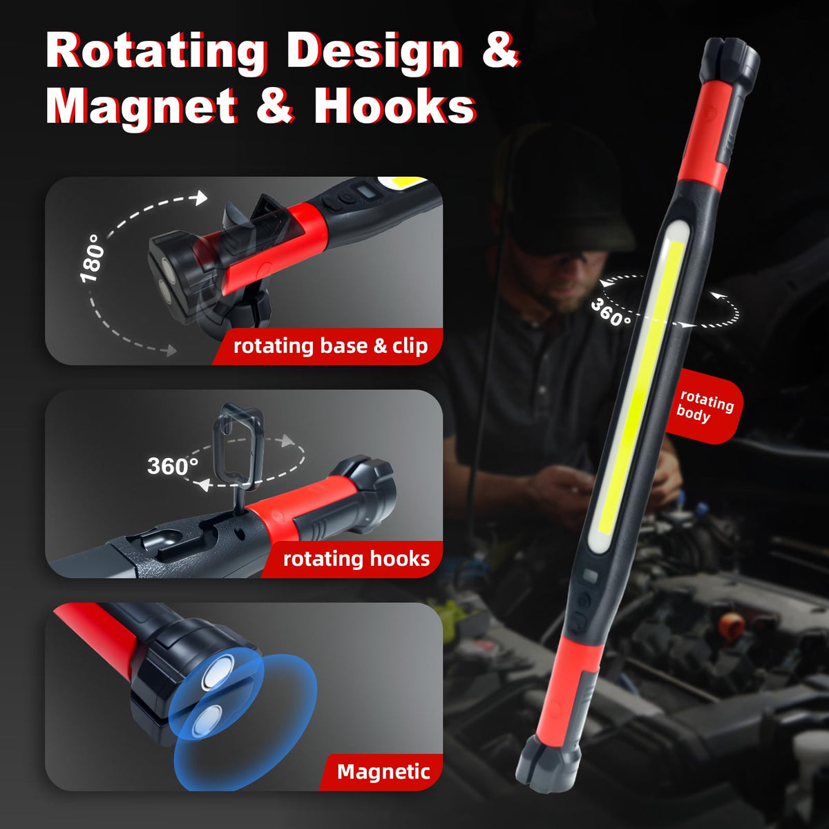 3000 Lumens Rechargeable Magnetic LED Work Light S652725