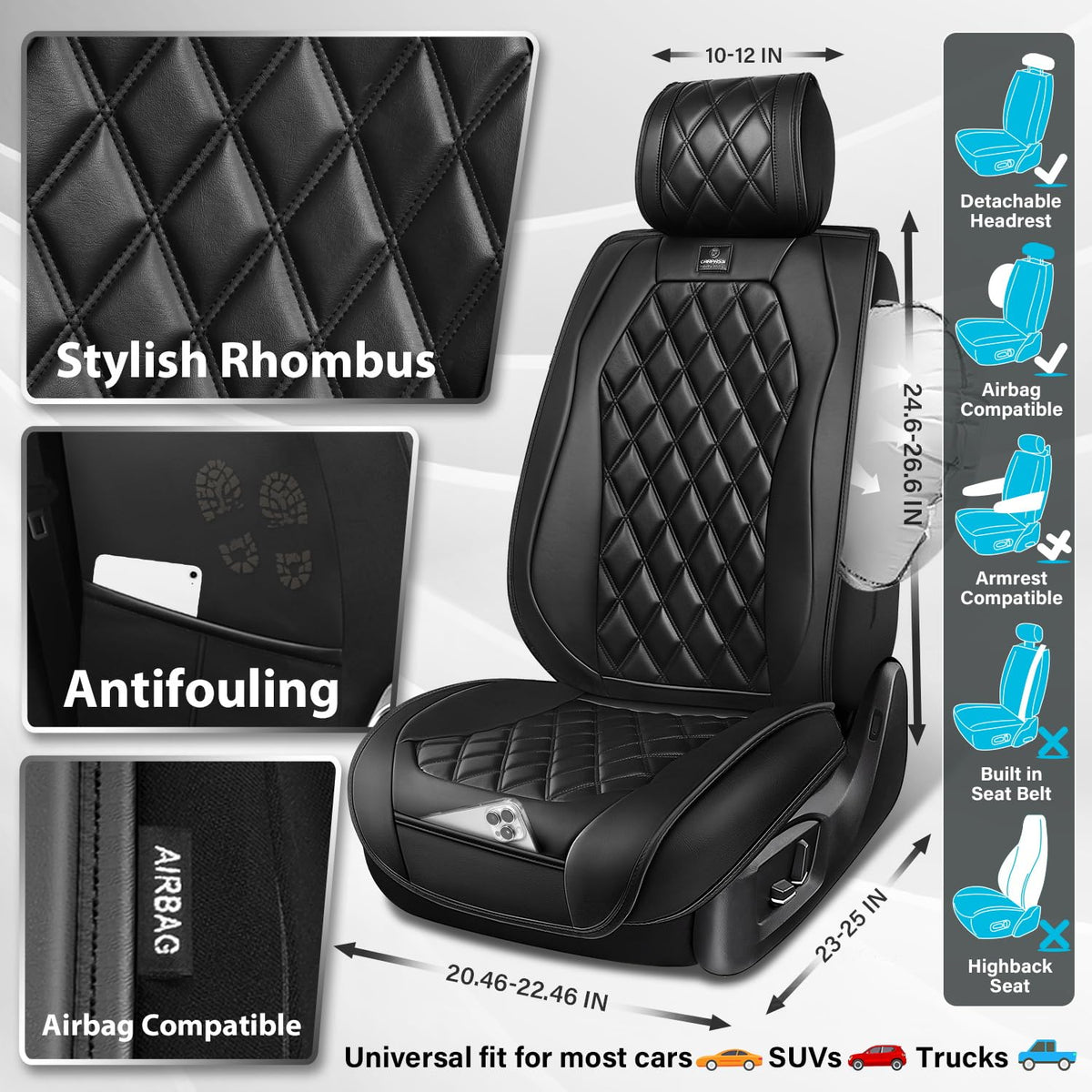 Nappa Leather Car Seat Covers Full Set U83722