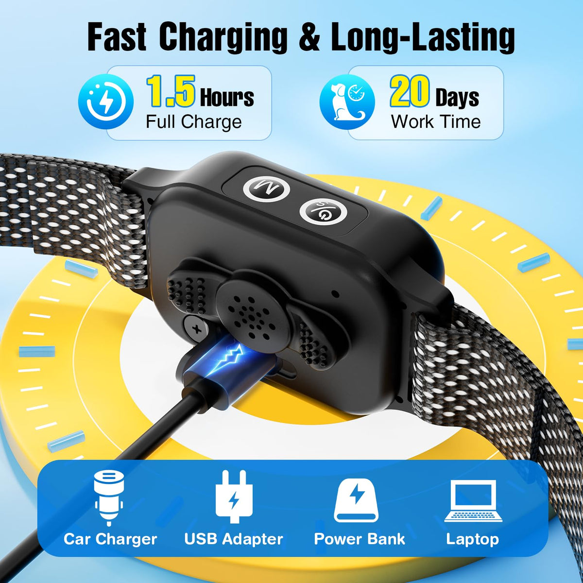 2 Pack Rechargeable Dog Bark Collar with Beep Vibration Z777844