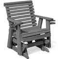 Grey Solid Pine Wood Glider Chair with Cupholders H2458