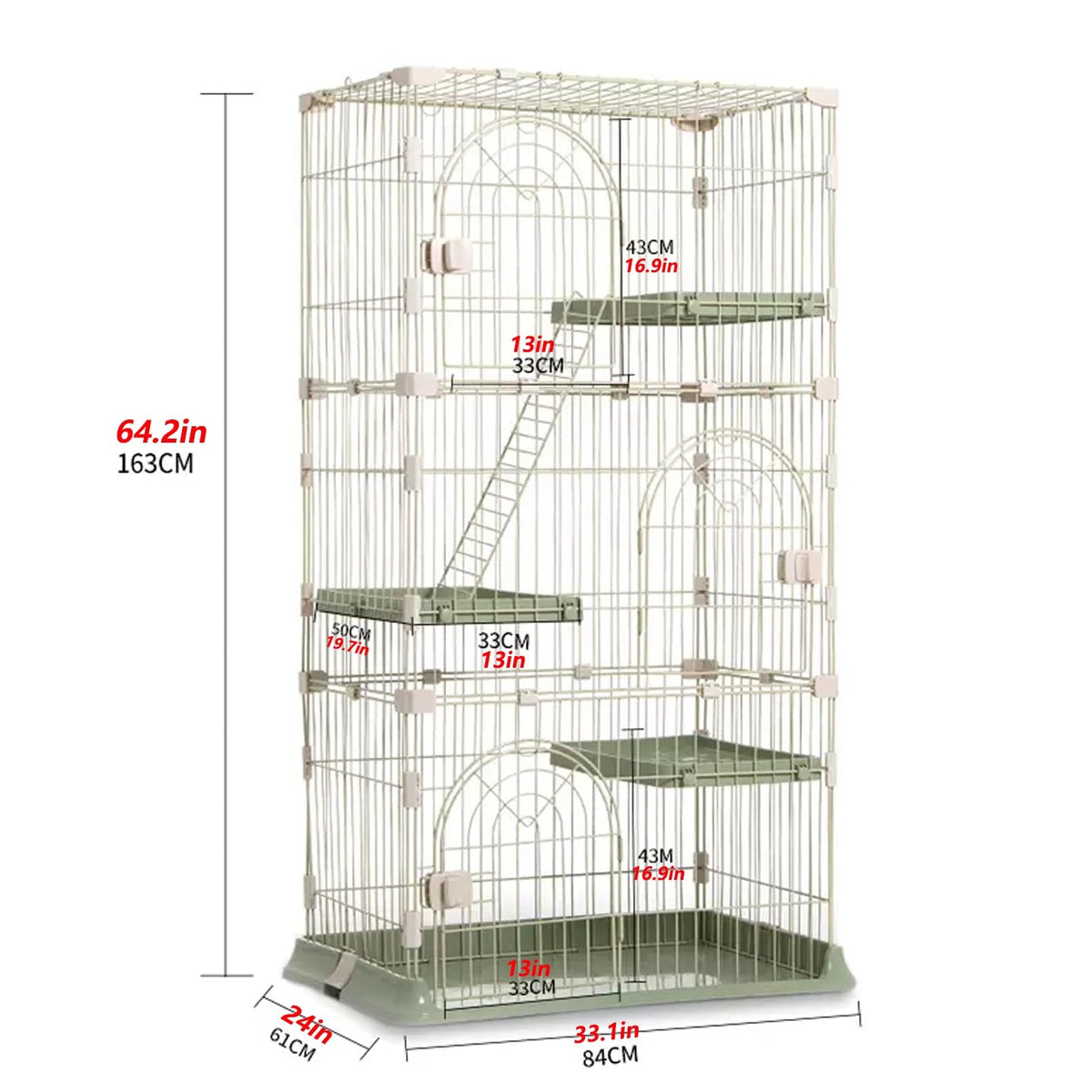 3/4-Tier Wire Cat Cage Playpen Kennel with Hammock G269