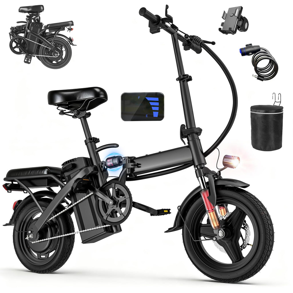 560W Motor 24MPH 32 Miles Range 48V 10Ah Battery 14" Foldable Electric Bike with Basket W280020