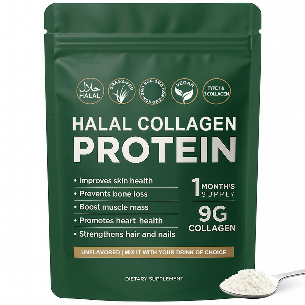 Halal Collagen Protein Powder, Grass Fed Organic Hydrolyzed Peptides, Unflavoured, 30 Servings T79582