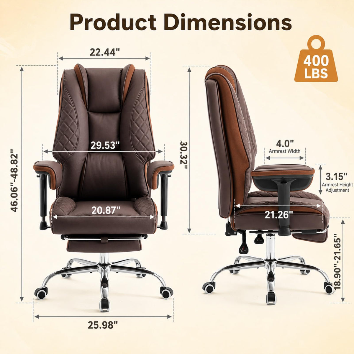 Big and Tall High Back Executive Office Chair with Foot Rest M144