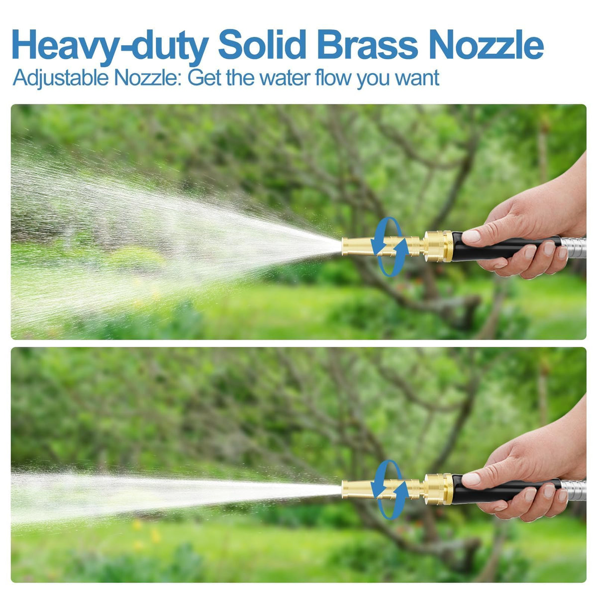 100ft 304 Stainless Steel Metal Garden Hose with Rubber Grip J4988