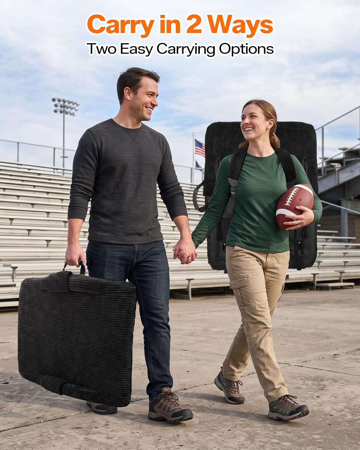 24'' Extra Wide Padded Corduroy Stadium Seats with Back Support, 2 Packs Z482601