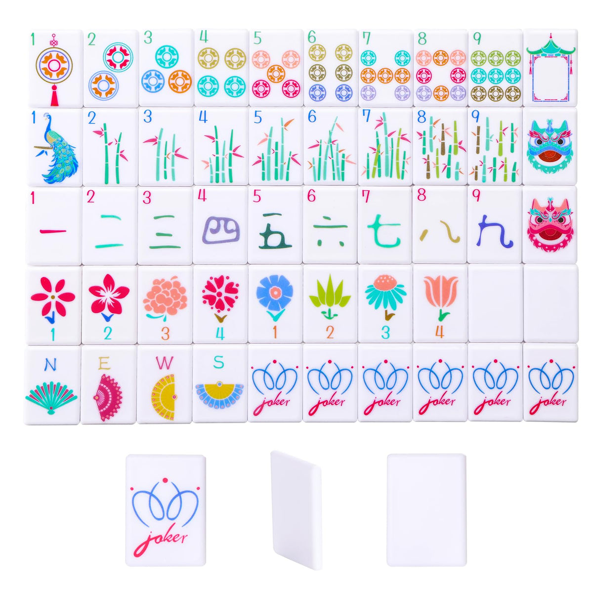 160 Printed American Mahjong Tile Set with 4 Racks & Carrying Bag W421