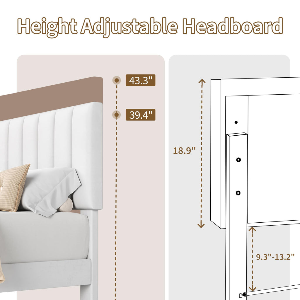 White Twin Size Upholstered Bed Frame F431306