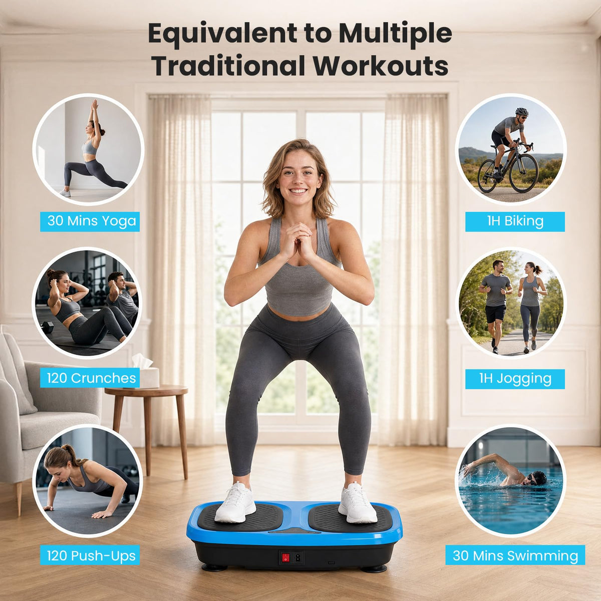 Vibration Plate Exercise Machine with Pull Ropes A747814