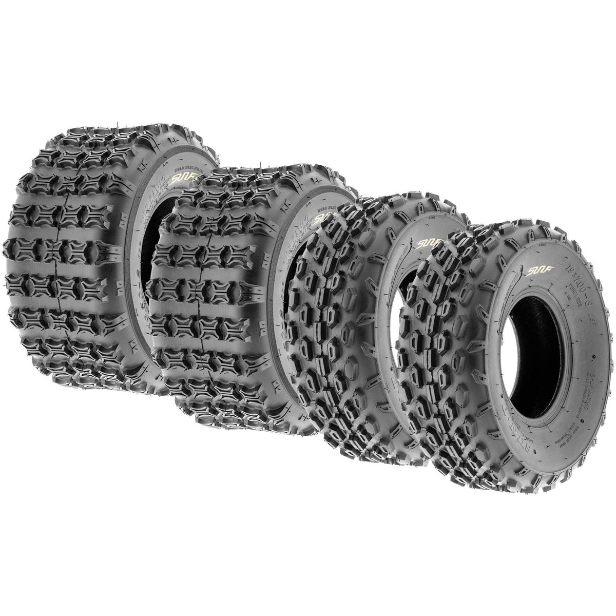 Set of 4 Sport ATV Tubeless Tires 19x7-8 Front & 18x9.5-8 Rear 4 Ply Q100682