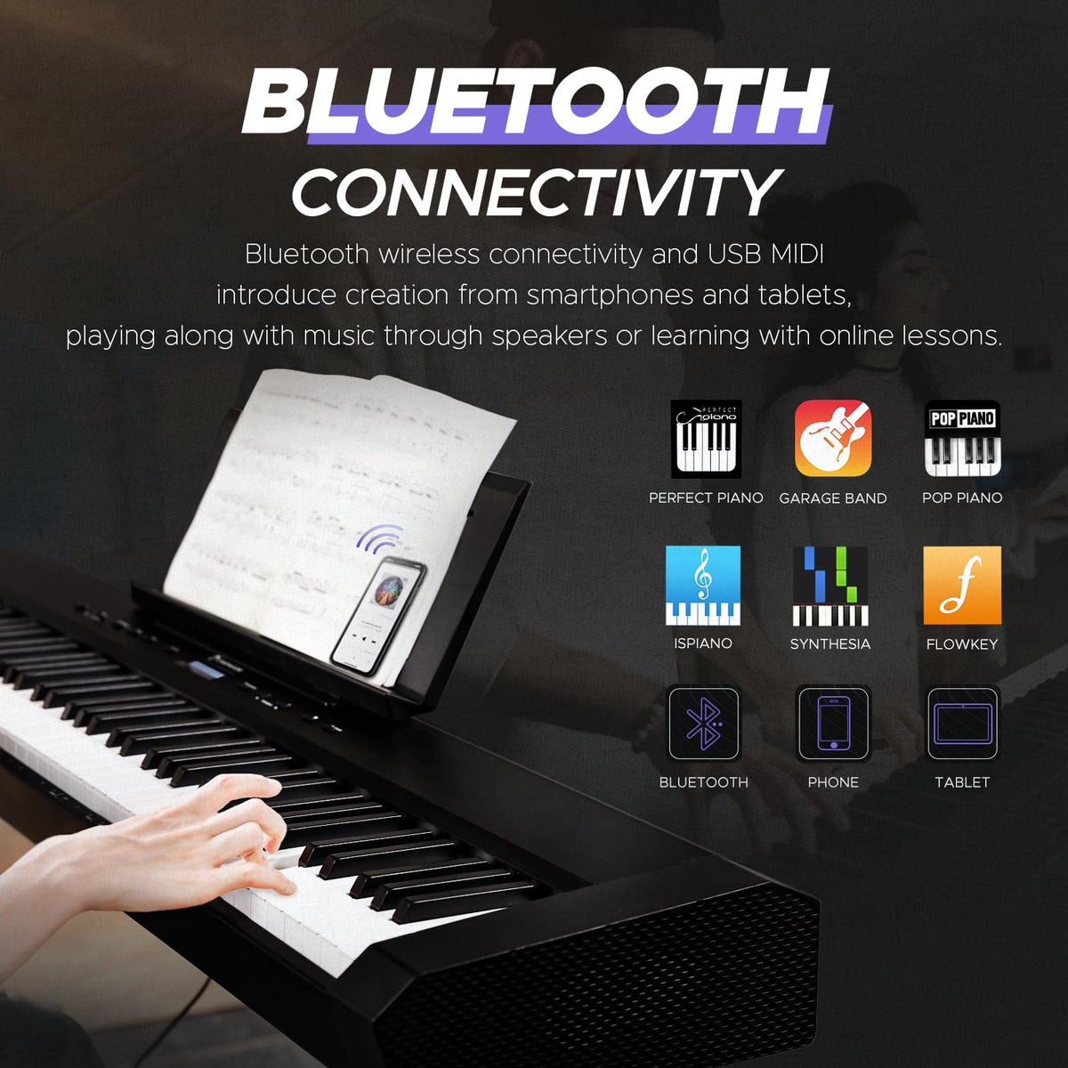 88 Key Full-Weighted Digital Piano and 18 Pcs Interlocking Floor Mats N987