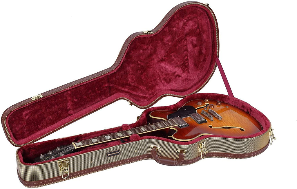 Tweed Wood Case for 6 String Semi-Hollow Electric Guitars W988001