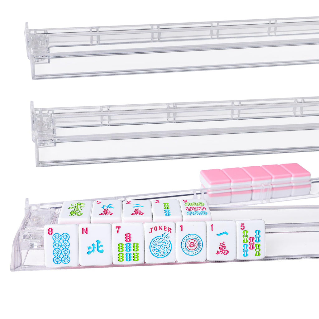 Clear Mahjong Racks with Pushers, 4 Piece Set J707222