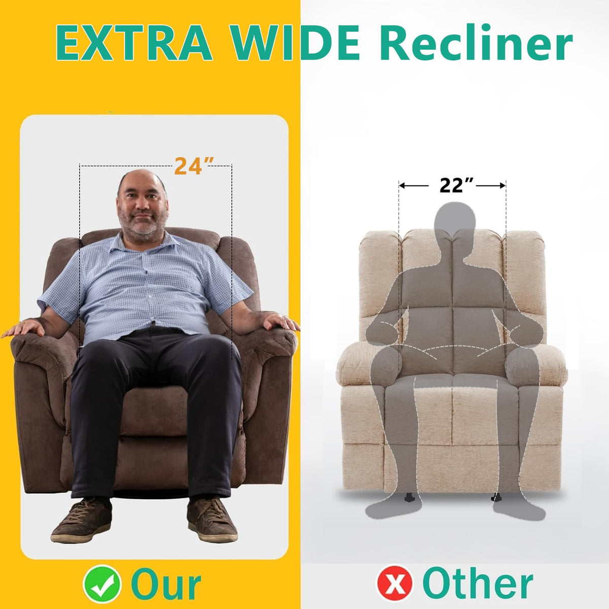 Oversized Manual Swivel Rocker Recliner Chair M1477