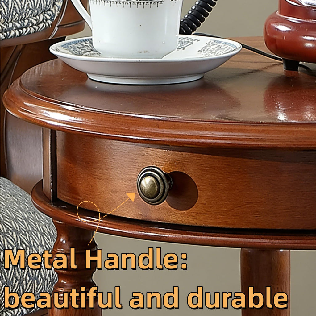 2-Tier Round Side Table with Drawer Z17991