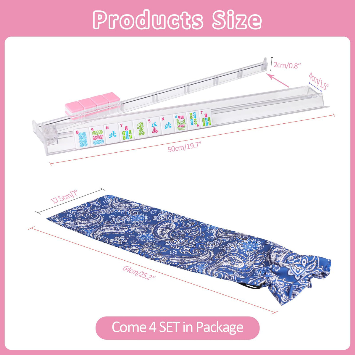 Clear Mahjong Racks with Pushers, 4 Piece Set J707222