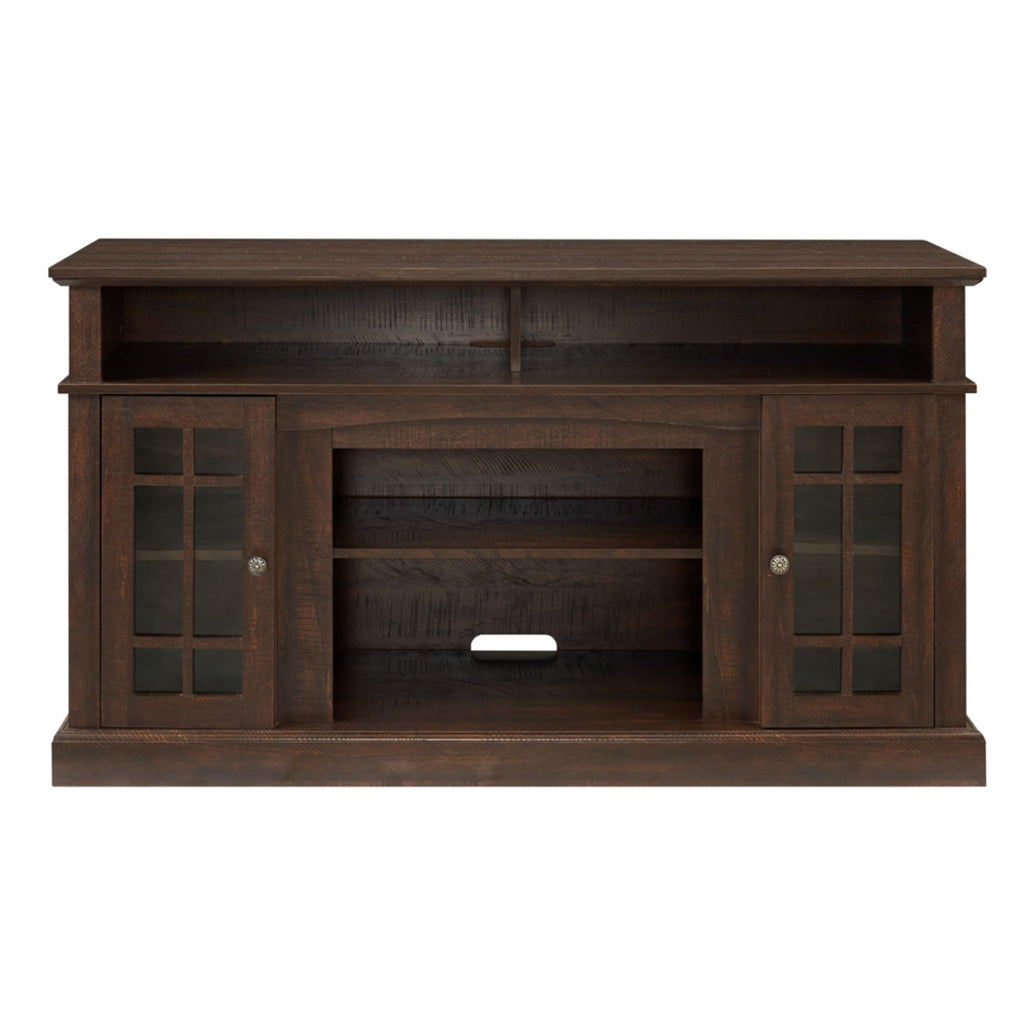 Espresso TV Stand with Glass Door and Open Shelves M3892