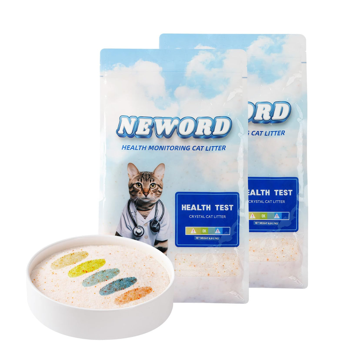 Silica Gel Cat Litter with Color Changing Urine pH Indicator, 12LB (2 Packs) A2330