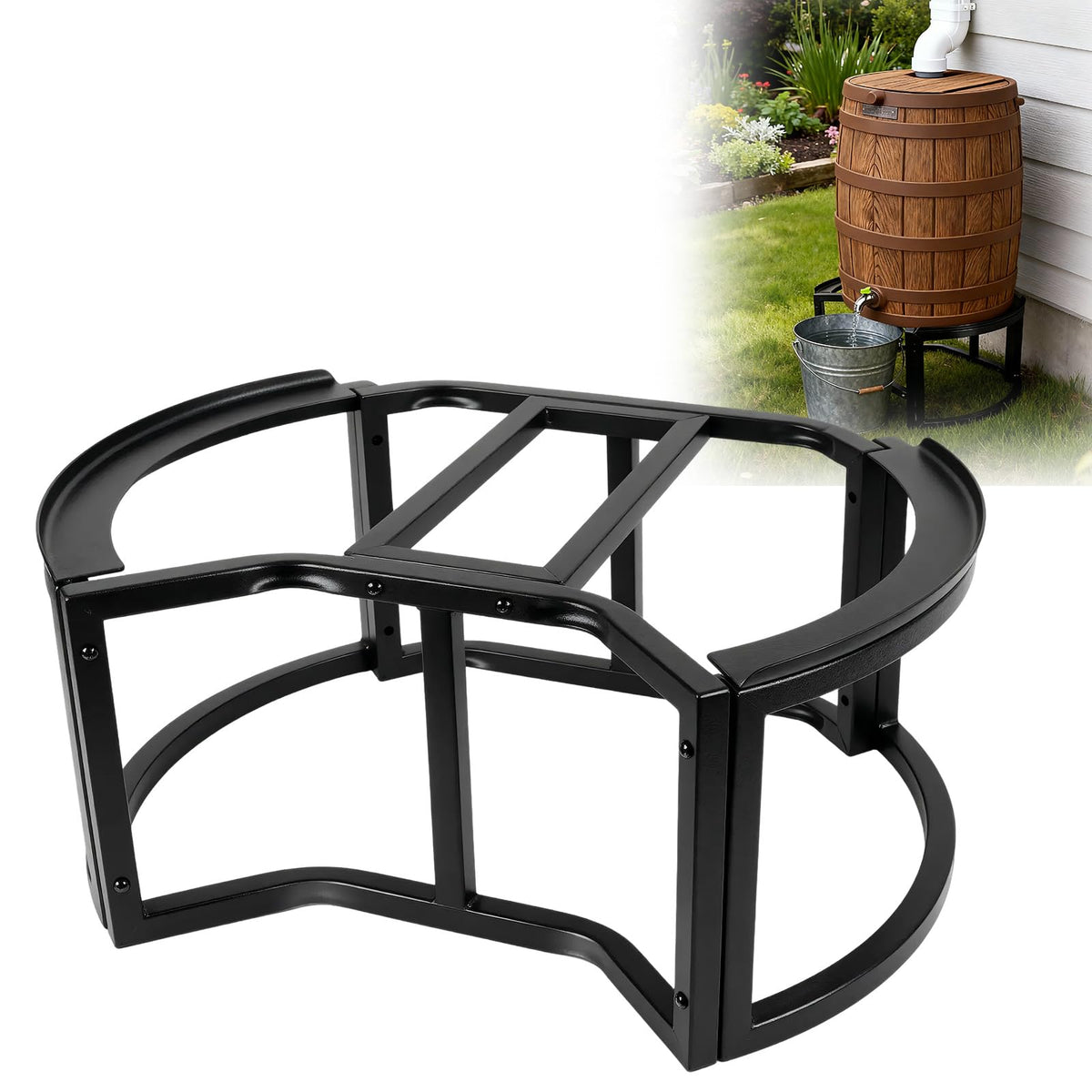 Heavy-Duty Stainless Steel Rain Barrel Stand O1072