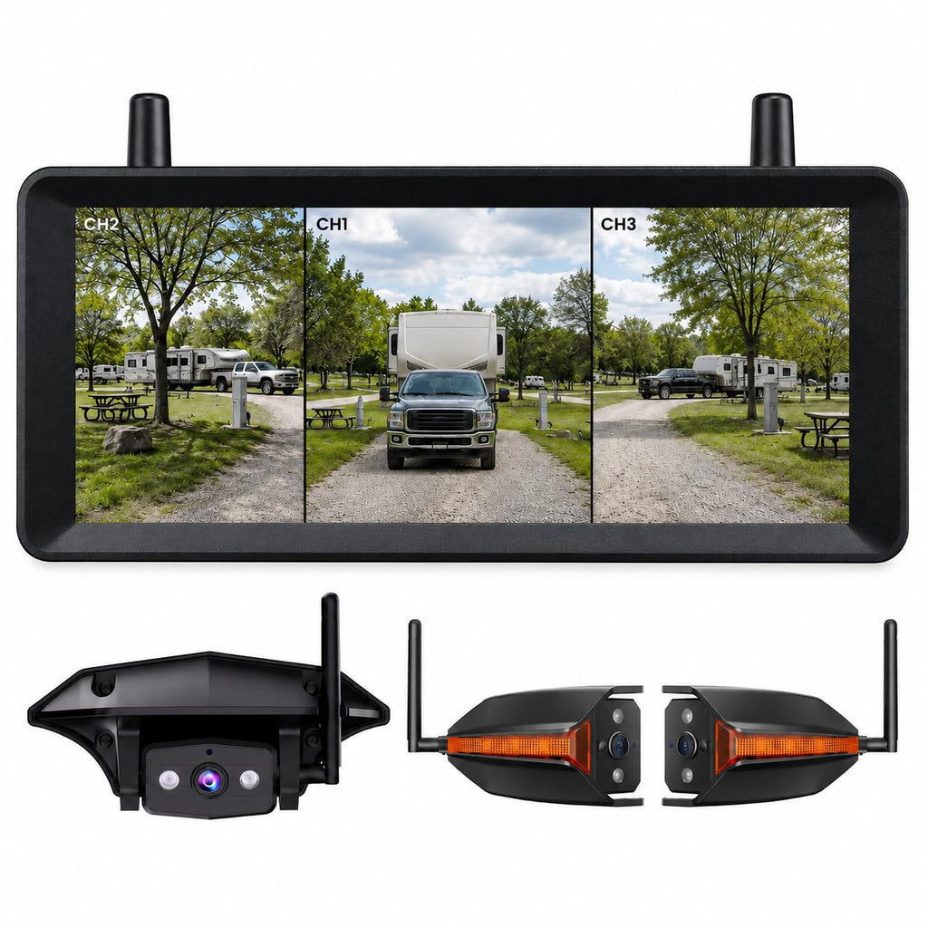 Wireless RV Backup Camera System with Rear & Side Cameras E832