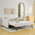 Linen Fabric Upholstered Full Size Daybed with Twin Trundle A9842
