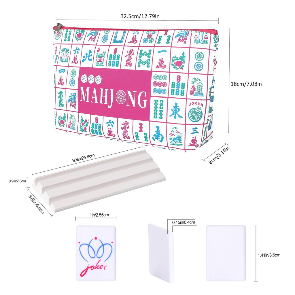 160 Printed American Mahjong Tile Set with 4 Racks & Carrying Bag W421