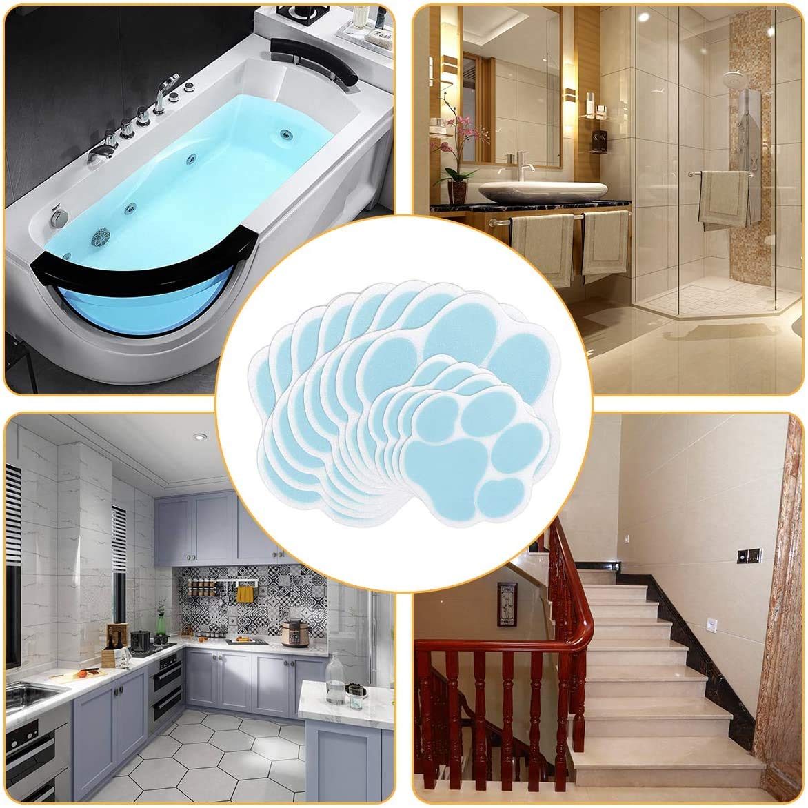 12 Pcs Non-Slip Bathtub Stickers Blue H3448