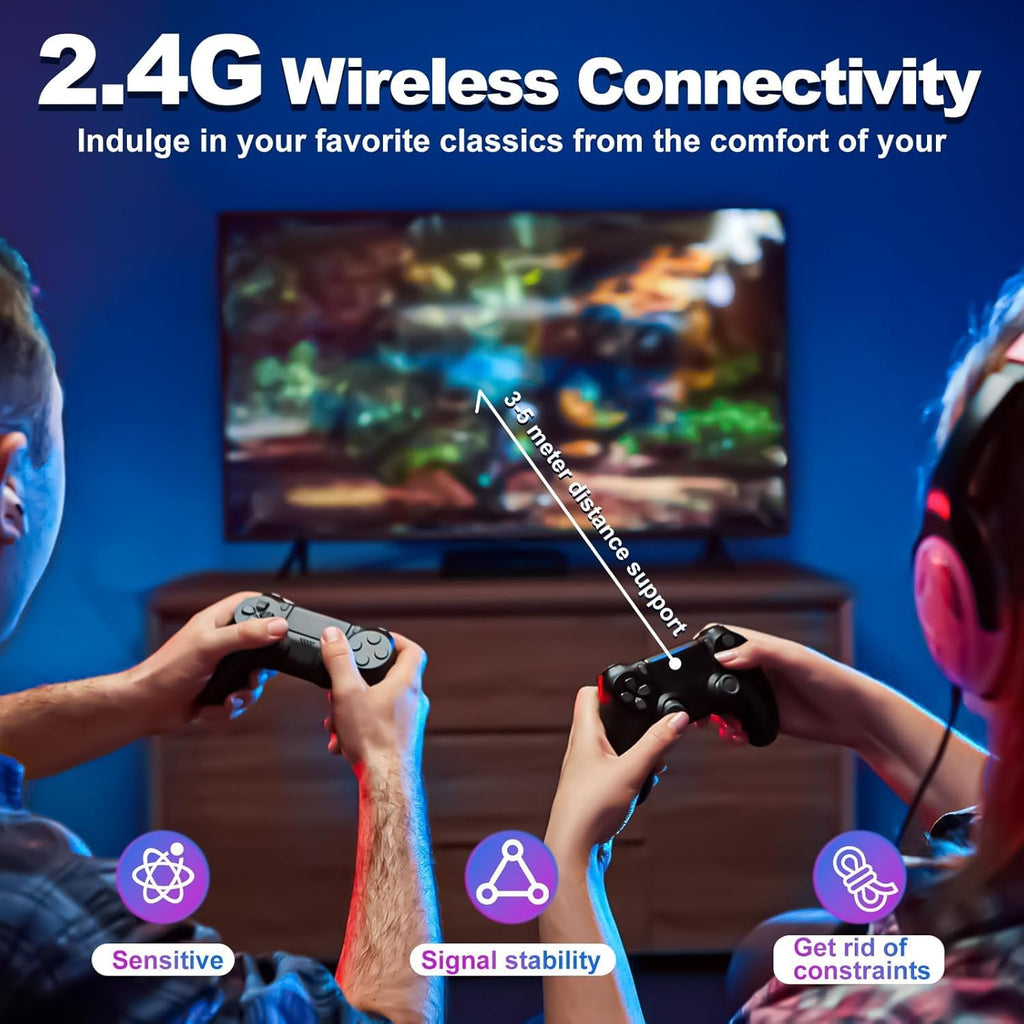 64G Wireless Game Stick 4K HDMI Game Console with 2.4G Wireless Controller W152
