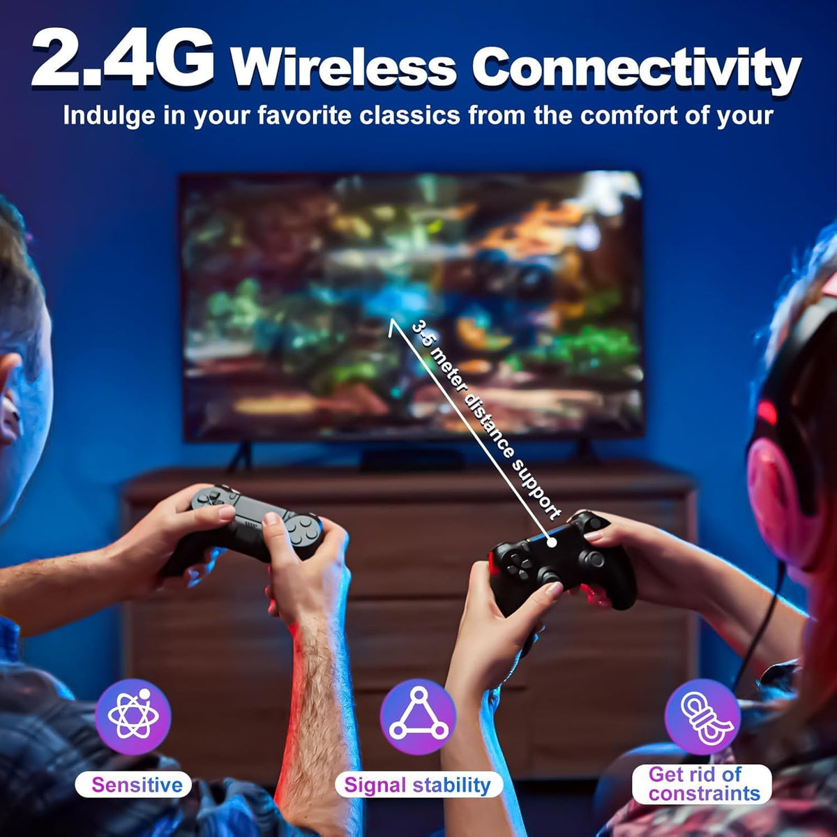 64G Wireless Game Stick 4K HDMI Game Console with 2.4G Wireless Controller W152