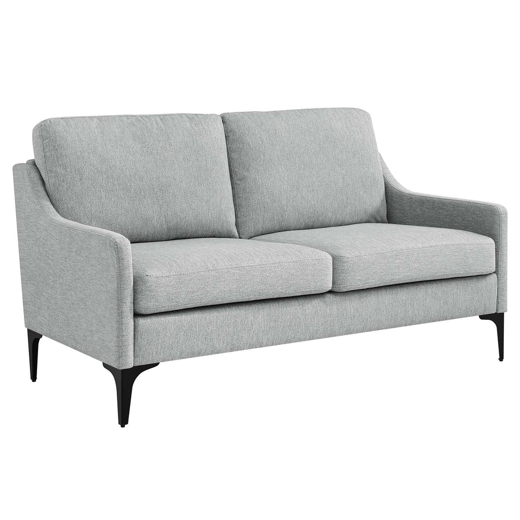 Light Gray Upholstered Fabric Loveseat U49160