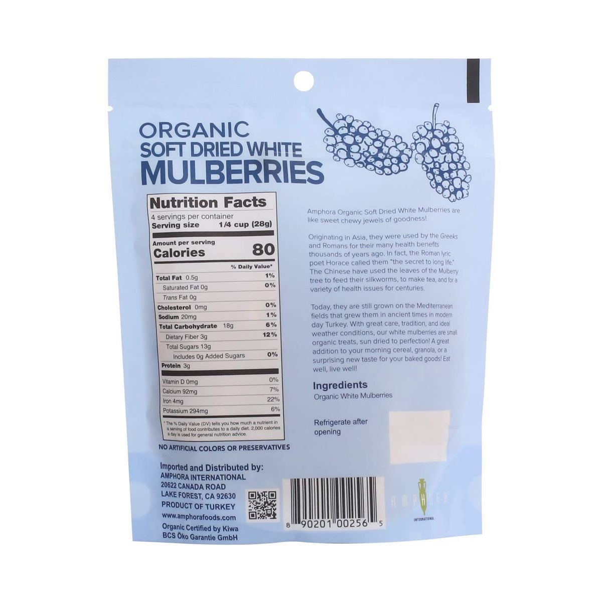 Organic Soft Dried White Mulberries 4 Ounce (Pack of 3) V388
