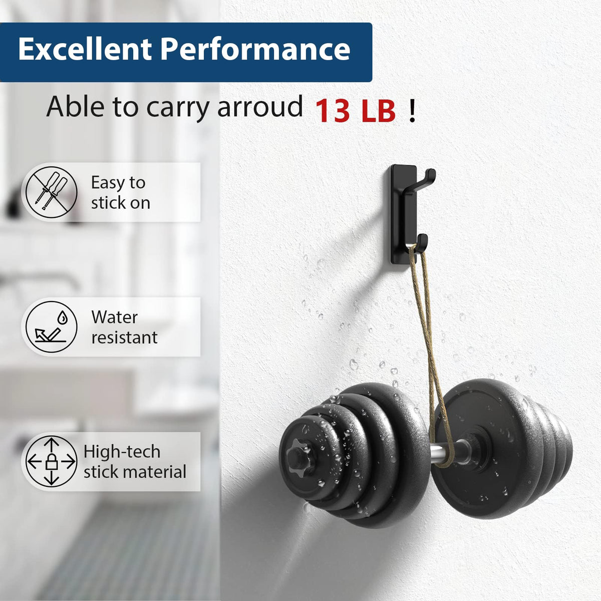 Black 4 Pack Stick-on Hooks Y84402