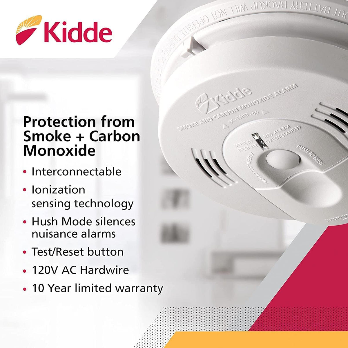 Hardwired Smoke & Carbon Monoxide Detector with Battery Backup, Pack of 2 N2887