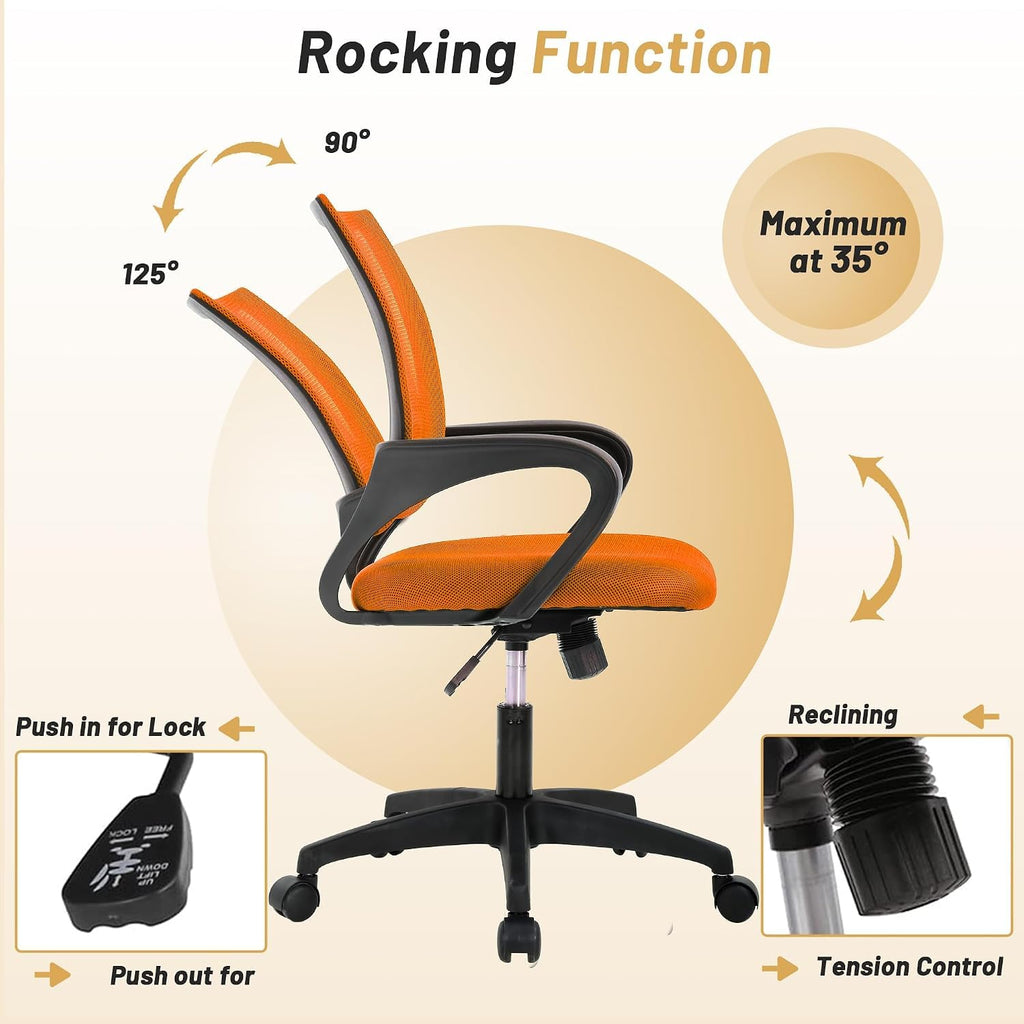 Orange Ergonomic Mesh Office Chair with Lumbar Support Q7361