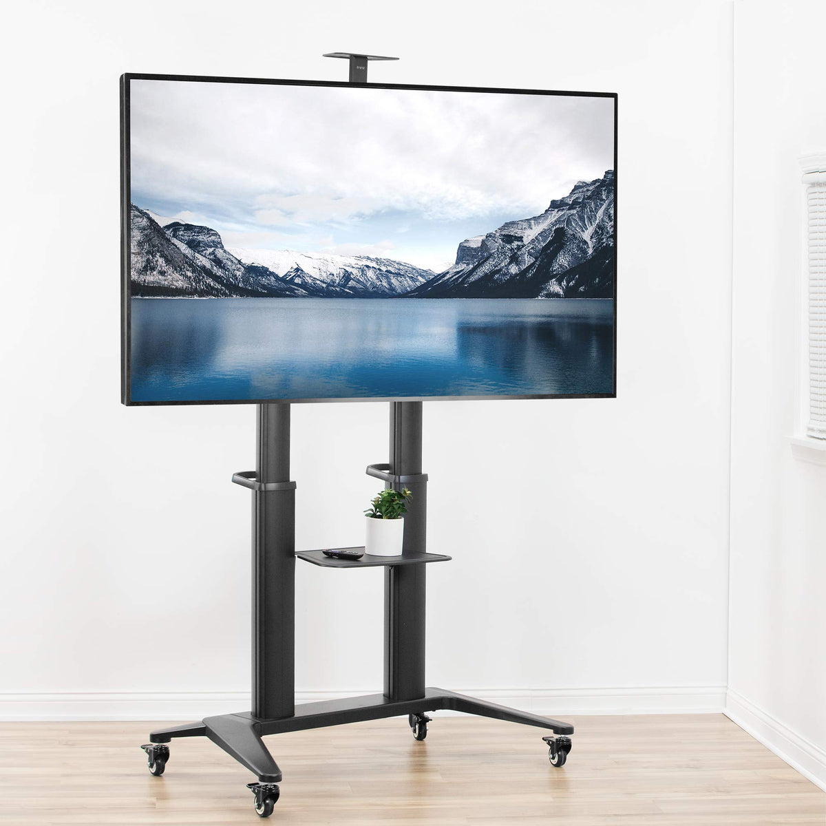 Aluminum Mobile TV Cart for 32 to 120 inch Screens up to 308 lbs, Black Y902