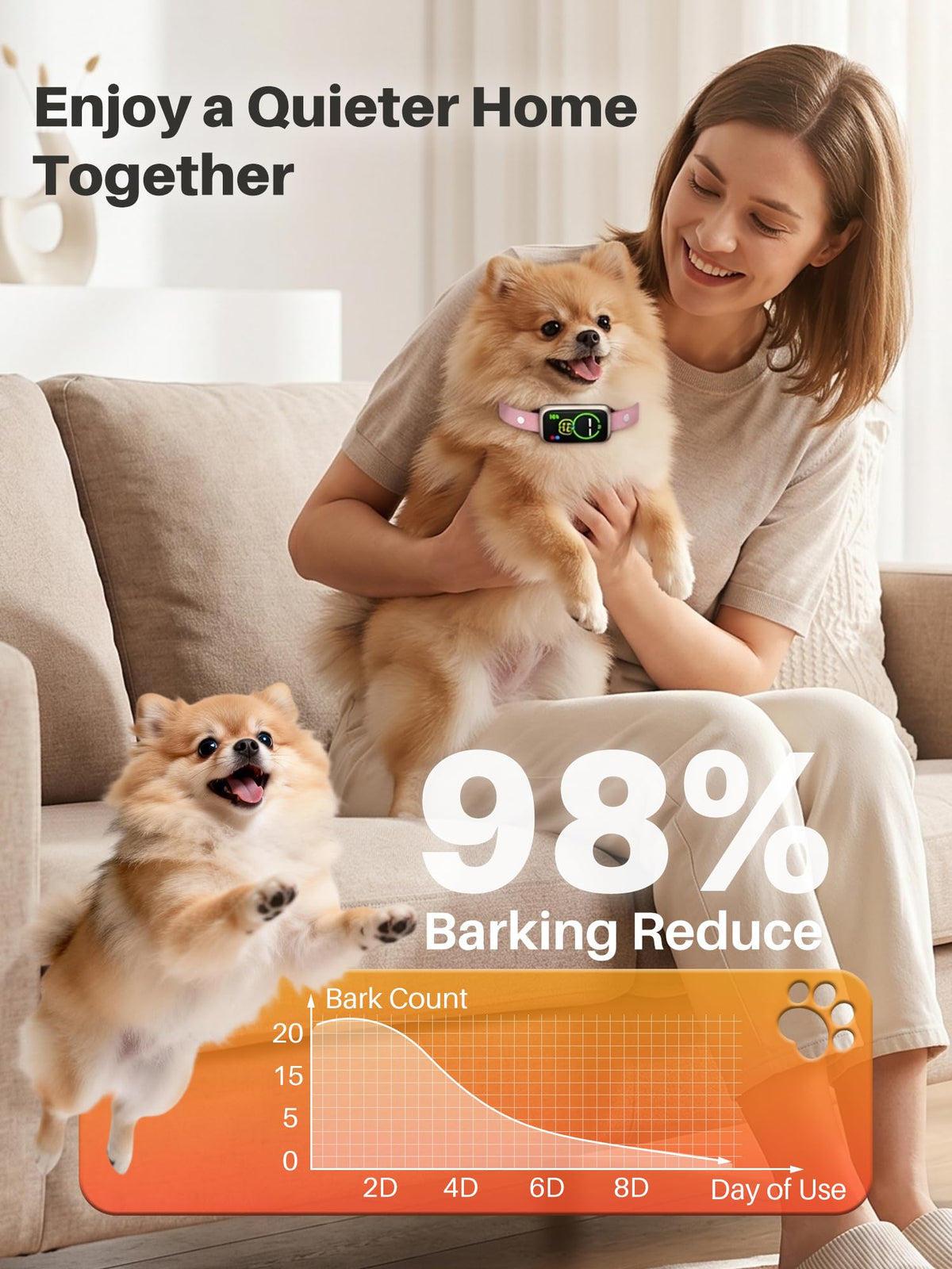 Humane Anti Barking Dog Collar with Beep Vibration V99859