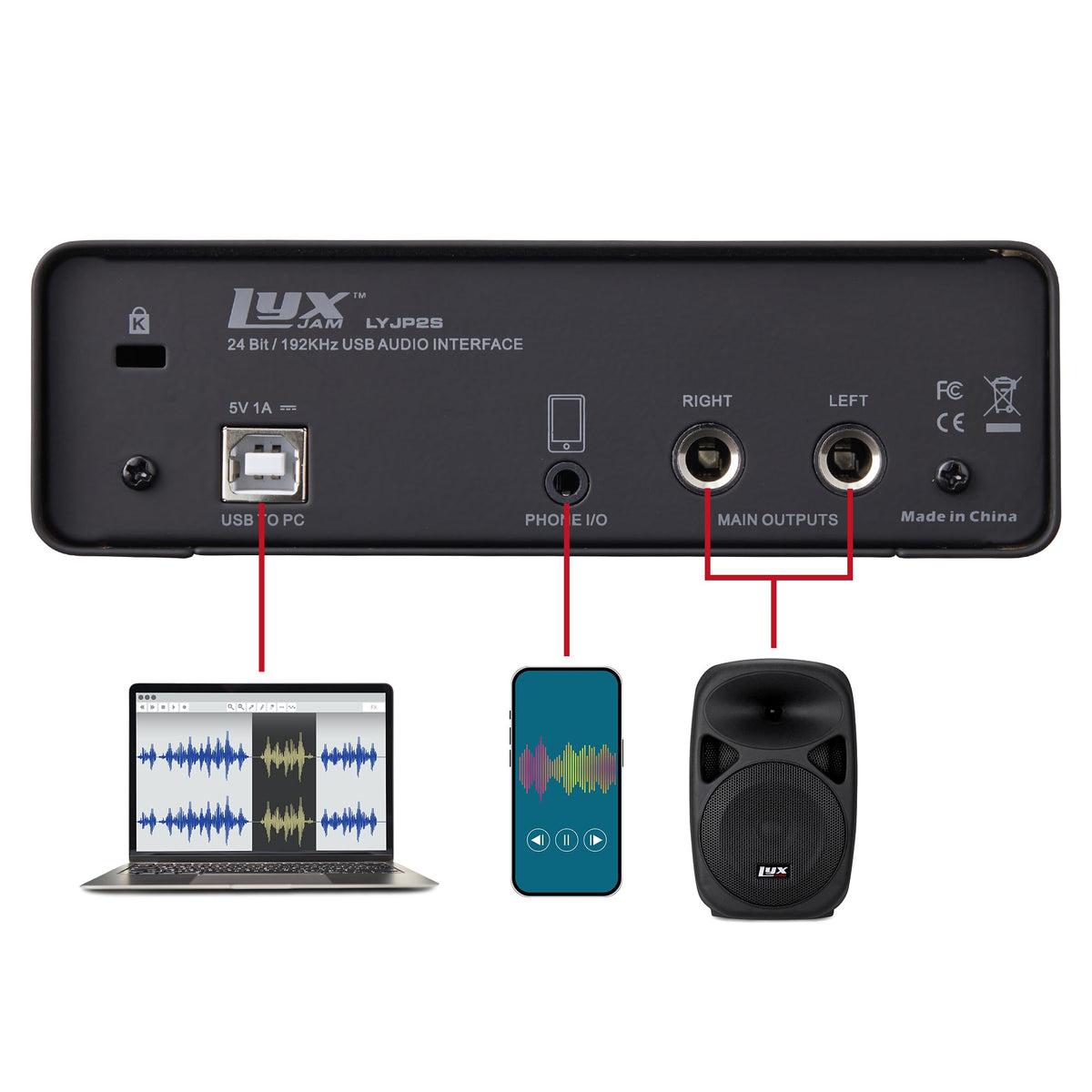 2x2 USB Audio Interface Recording Bundle with Condenser Mic, Headphones, Shockmount, XLR Cable Y788161