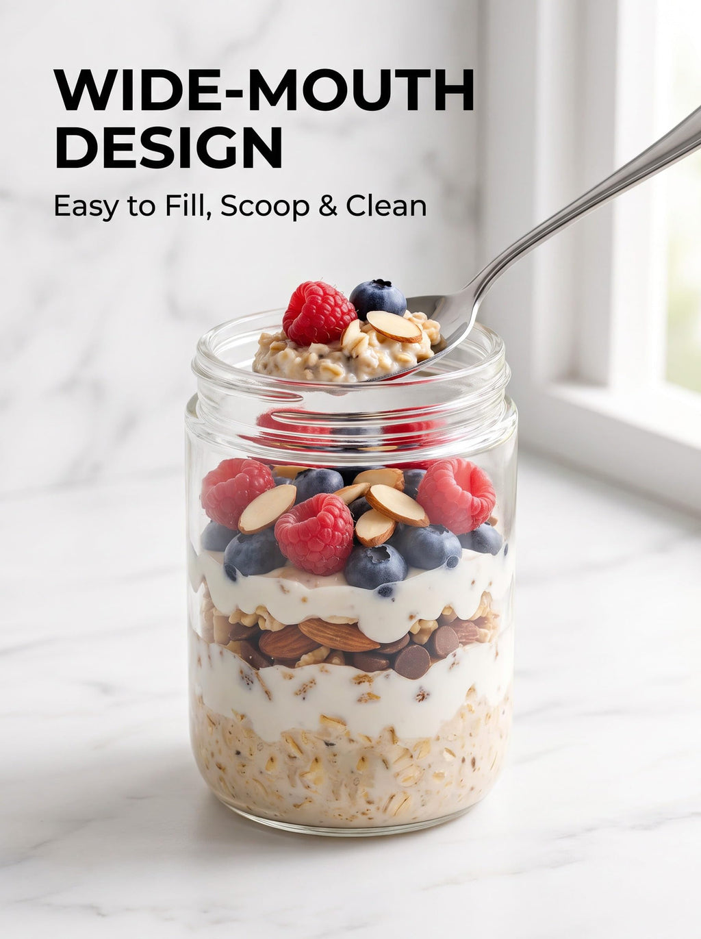 16oz 12-Pack Glass Overnight Oats Jars with Airtight Lids E288
