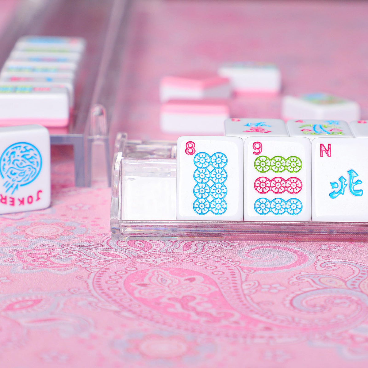 Clear Mahjong Racks with Pushers, 4 Piece Set J707222