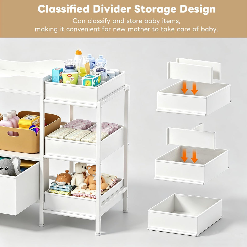 White Baby Changing Table with Storage T15643