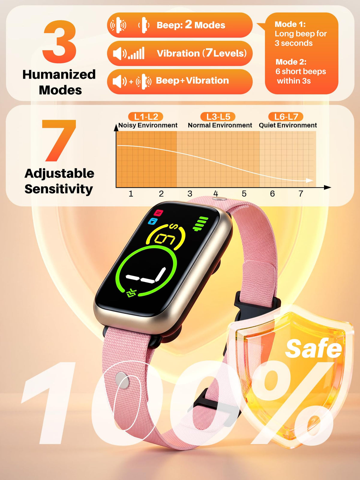 Humane Anti Barking Dog Collar with Beep Vibration V99859