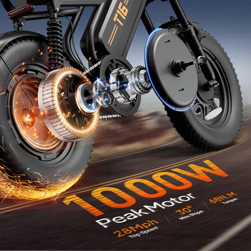 1000W Peak Electric Bike with 48V 13AH Battery, 16" Fat Tire Z696859