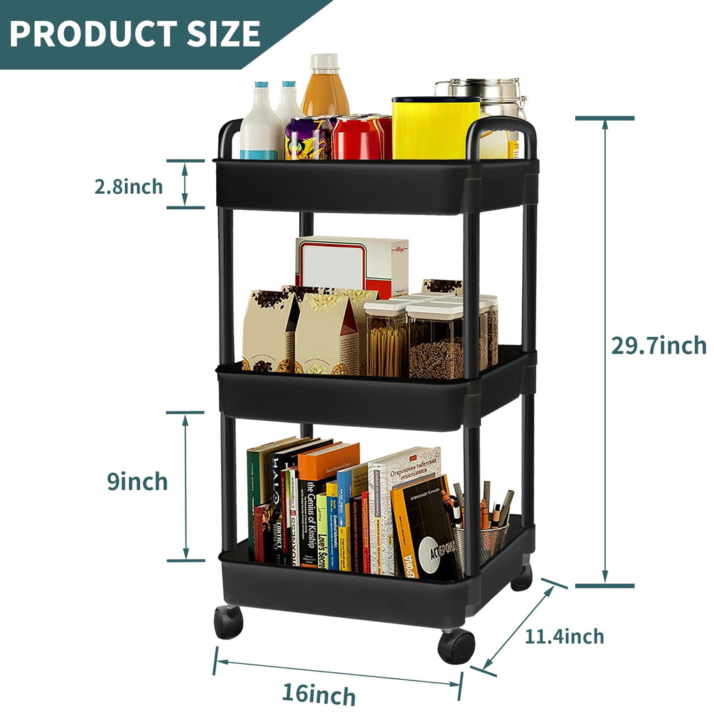 Black 3 Tier Rolling Cart J283284