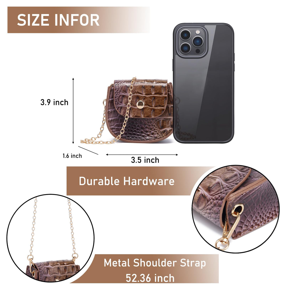 Mini Crocodile Embossed Leather Clutch U1108